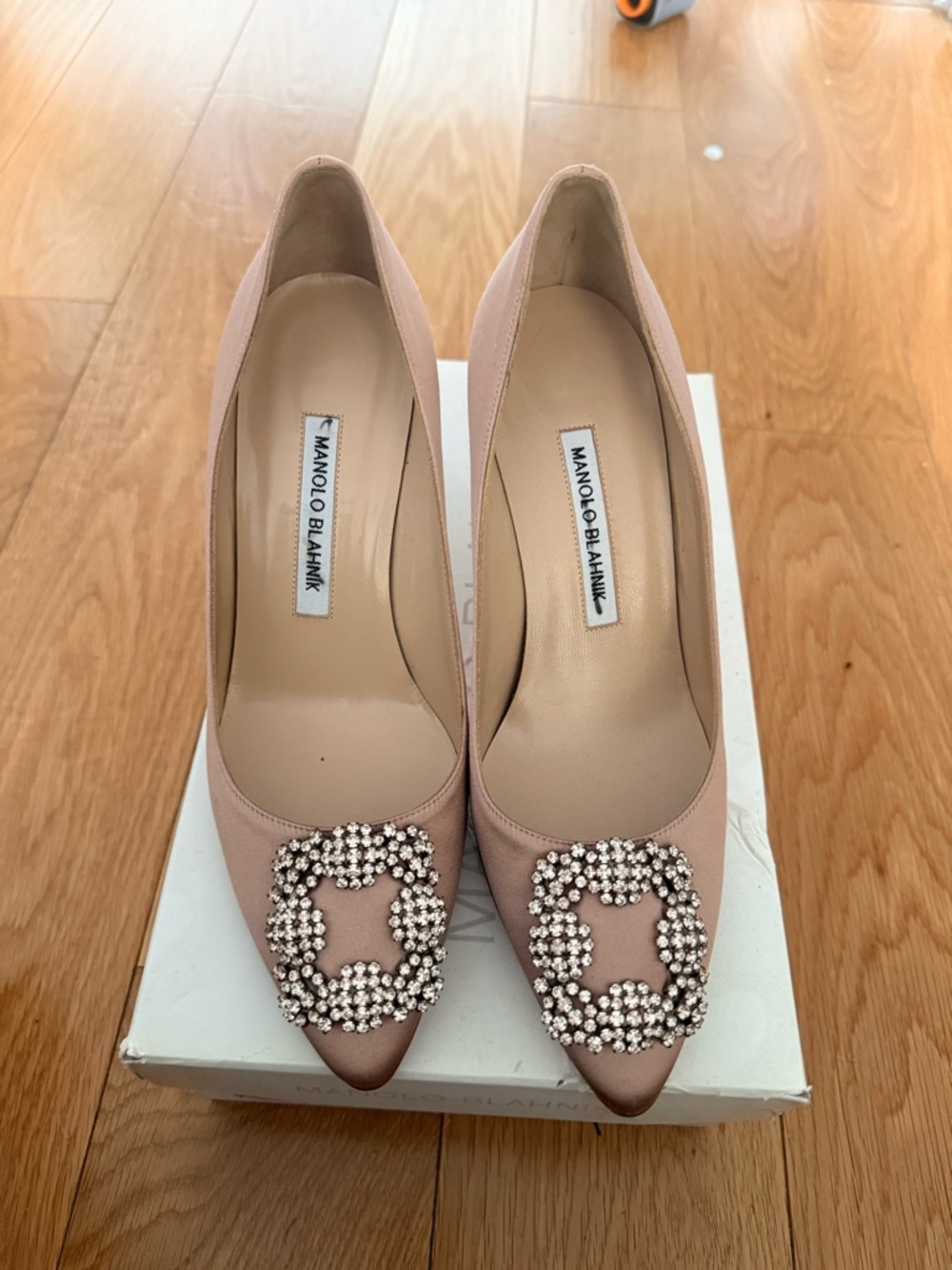 Hangisi 70MM Crystal-Embellished Satin Pumps